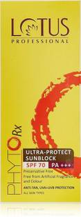 Lotus Professional Sunscreen - SPF 70 PA+++ Phyto Rx Ultra Protect Sunblock SPF 70 PA+++, 50g