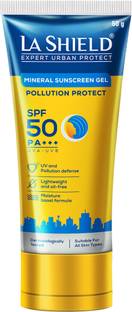 La Shield Sunscreen - SPF 50 PA+++ Pollution Protect SPF 50 Mineral Sunscreen Gel | Lightweight & Oil free |