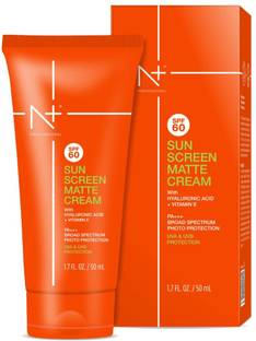 N PLUS PROFESSIONAL Sunscreen - SPF 60 PA+++ Sun Screen Matte Cream, With Hyaluronic Acid & Vitamin E 100 ML