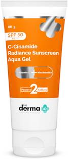The Derma Co Sunscreen - SPF 50 PA++++ C-Cinamide Sunscreen Aqua Gel, with Vitamin C & Niacinamide, No White Cast