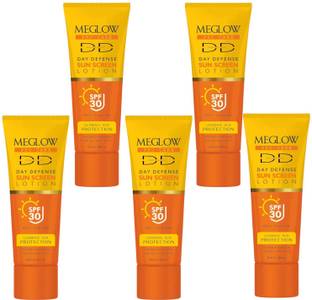DOOMSDAY Sunscreen - SPF 30 PA++ MEGLOW DEFENSE SUNSCREEN FOR HIGH PROTECTION FOR UVA/UVB RAYS PACK OF- 50ml x 5