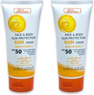 SKIN DOCTOR Sunscreen - SPF 50 Face & Body SPF50 Sun Protection Face Cream with Vitamin E (Pack of 2, 150ml)
