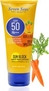 Seven Seas Sunscreen - SPF 50 PA++ Sun Block Anti Tan Lotion, with Vitamin C & E | UVA + UVB Protection Sunscreen