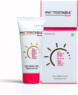 Photostable Sunscreen - SPF 50 PA+++ Acne Face Sunscreen Gel|Spf 55+, P+++ sunscreen for Acne Prone Skin