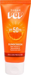 SUGAR POP Sunscreen - SPF 50 PA++++ SPF 50 PA++++ UVA/UVB With Vitamin C, Niacinamide & Hyaluronic Acid | 50 gms