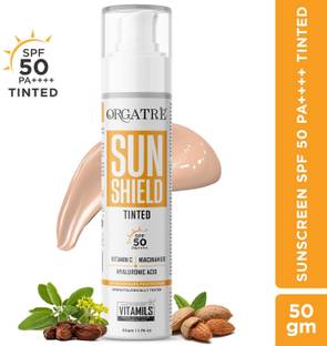 Orgatre Sunscreen - SPF 50 PA++++ Tinted with Niacinamide, Evens Skin Tone, Hydrates, Broad UVA/UVB Protection