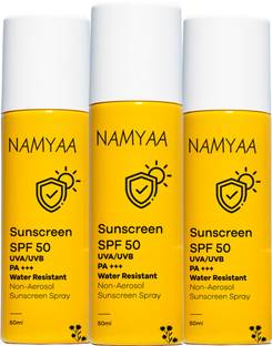 Namyaa Sunscreen - SPF 50 PA+++ Spray|UVA-UVB|Water Resistant&Non-Aerosol |No White Cast&Light weight Pack of 3