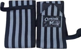 OrthoMark Gym Wrist Band Black Grey Stripped 4 Line Wrist Support