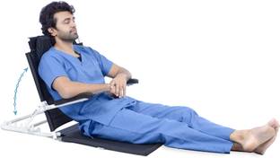 FOVERA Adjustable Large Size Hospital Back Rest - With Handle, Metal Angle Holders Back / Lumbar Support