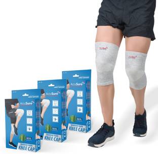 AccuSure Bamboo Yarn Knee Compression Brace Unisex For Pain, Running,Gym, Sport Pair of 3 Knee Support