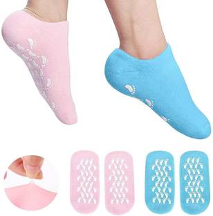 deeti Silicon Socks Heel for Crack (1 Pair) Spa Gel Socks for Women and Men, Heel Support