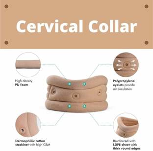 LUIS LOGAN Soft Cervical Collar Adjustable Neck brace Support Relieves Pain Unisex(BEIGE,L) Neck Support
