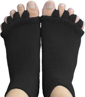Soxbae Cotton Foot Alignment Socks I Finger Toe Separator I Free Size for Men & Women Foot Support