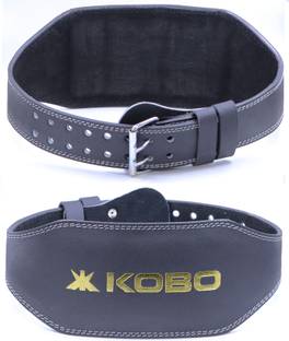 KOBO 6" Wide Power Weight Lifting Leather Gym Belt (Medium) Back / Lumbar Support