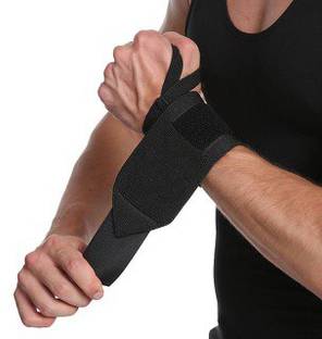 GymWar Wrist Support Band with Thumb Loop for Gym (Black) Wrist Support