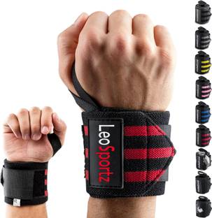 Leosportz Adjustable Pair with Thumb Loop for Weightlifting, Powerlifting, Gym Wrist Support