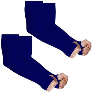 VRUGRA 2 Pairs UV Sun Protection Arm Sleeves with Thumb hole for Summer Elbow Support