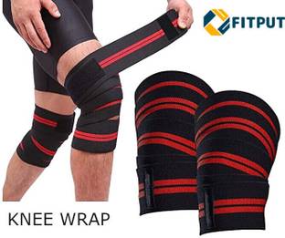 FITPUT Knee Wraps(1 Pair) for Weightlifting Powerlifting Leg Press Cross Training Knee Support