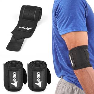 ADONYX Weightlifting Elbow Wraps (1 Pair) - Flexible Elbow Compression Strap Joint Elbow Support