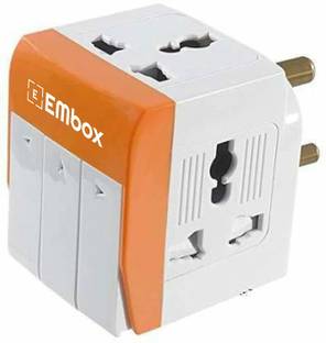 एम्बॉक्स 3 Pin Multi Plug Socket-Universal Travel Adapter with Individual Switch Safety 3 सॉकेट सर्ज रक्षक