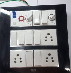 BAHUL Black and white colour MODULAR SWITCH BOARD 3  Socket Extension Boards