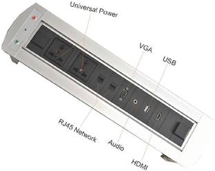 audiovan motorised Popup Box Cable Cubby with HDMI, Audio LAN & Power Ports & USB 1  Socket Extension Boards
