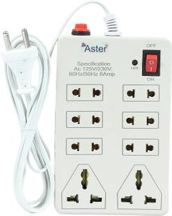 Aster : 8 Sockets, 1 Switch, Fuse protection ,led Indicator 8  Socket Extension Boards