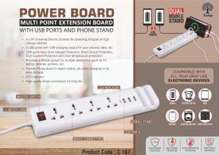 TREETOP Power Board: Multi Point Extension Board With USB Ports And Phone Stand 4  Socket Extension Boards