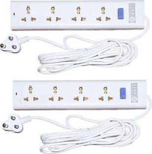 USHA USHA Multipurpose Power Strip | 5 Meter Wire Length | 4 + 1 Socket | Pack of 2 EXTENSION IN ONE BOX | Shock Proof Extension 4  Socket Extension Boards