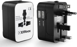 EMBox Multi Plug USB Adapter Charger with Dual USB Ports for USA EU UK AUS 1  Socket Extension Boards