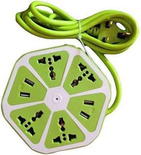 UMORK Hexagon Socket with USB Charger, 4-Outlet with 4-USB Power Socket Extension Board with Cord 4  Socket Extension Boards