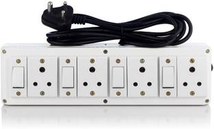 JELECTRICALS Premium White Extension Switch Board With 4 Socket and 4 Switch 4  Socket Extension Boards