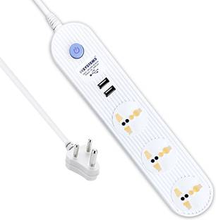 eSYSTEMS Extension Board with Usb Port Multi Plug Point Strip, Extension Cord 3  Socket Extension Boards
