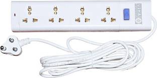 USHA Multipurpose Power Strip White Color 4 Meter Wire Length 4 + 1 Socket |Pack of 1 4  Socket Extension Boards