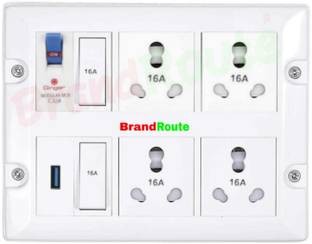 BrandRoute Modular Power Socket Wall Mount Assembled 4  Socket Extension Boards