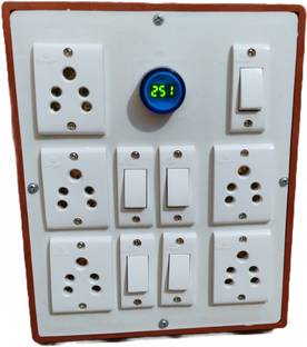 AQUAZED Extension board with individual switch 6 amp with volt meter 5  Socket Extension Boards