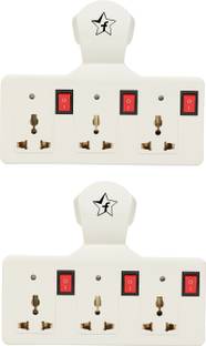 Flipkart SmartBuy 3 pin Multiplug with Universal Socket & Individual Indicator & Switch(Pack of 2) 6 A Three Pin Socket