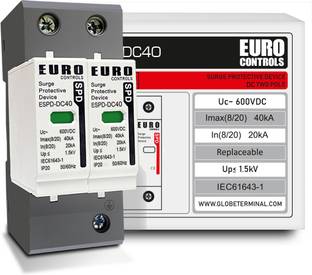 Euro Controls DC 600V 2P Surge Protective Device Replaceable cartridge SPD 20 to 40kA Type1+2 1  Socket Extension Boards