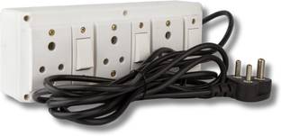 JELECTRICALS 3 Socket and 3 Switches Extension Cord 3  Socket Extension Boards
