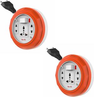 Fybros Comex 2 Pin Extension Board Flex Box 5 Meter Power Cable (Multicolor,Pack of 2) 3  Socket Extension Boards