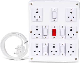 JELECTRICALS Classic Premium Heavy Duty Extension With 3 Core Wire & 6AMP Plug 7  Socket Extension Boards