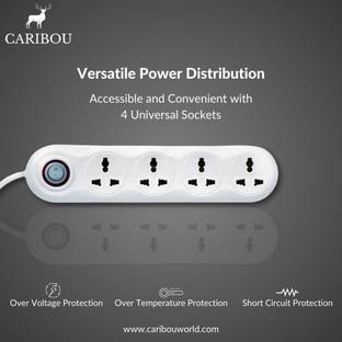 CARIBOU CBU-02 6A Extension Board |4 sockets|Fuse |2M Cord | Surge Protector 4  Socket Extension Boards