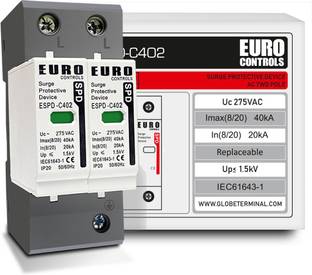 Euro Controls AC Two Pole Surge Protective Device Replaceable SPD 20 to 40kA Type1+2 1  Socket Extension Boards