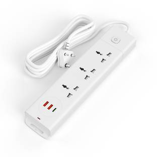XBEY 2 Meter Wired Power Strip with USB Type–C I Extension Cord with Surge Protection 3  Socket Extension Boards
