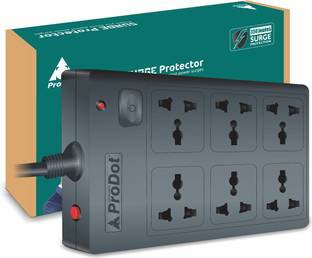 PRODOT Strip Surge Protector with Master Switch, 6  Socket Extension Boards