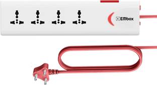 EMBox Heavy Duty Extension Cord for Indoor & Outdoor Use 6A 2500 W 4  Socket Extension Boards