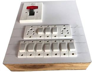 TAAJ Electric Wooden Switch Board (10 Switches,2 Sockets,1 DP) 2  Socket Extension Boards