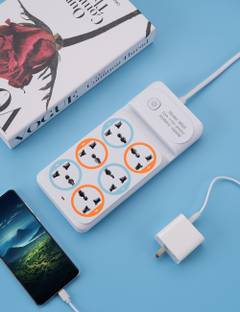 XBEY 6 Multi Plug Points Extension Board, Universal Sockets Strip 6  Socket Extension Boards
