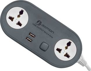 Axmon FIRE [SHOCK PROOF ] [ 2.5 M CORD] 2 USB Ports 10 Amp 2  Socket Extension Boards