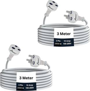 Amster 3 Pin Plug Single Outlet Heavy duty long Wire Cord Combo Pack 1  Socket Extension Boards